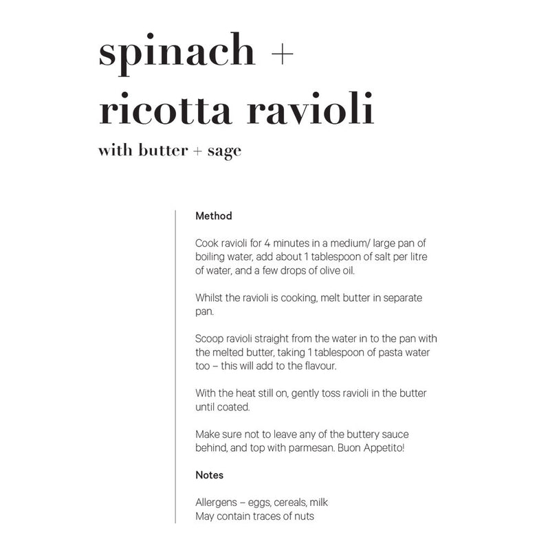 Spinach & Ricotta Ravioli with Butter & Sage