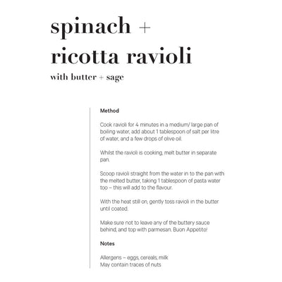 Spinach & Ricotta Ravioli with Butter & Sage